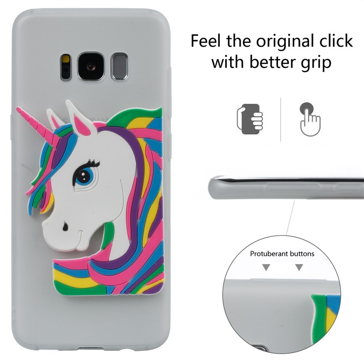 Lovely 3D Unicorn Pattern Soft TPU Shell Case for Samsung Galaxy S8 SM-G950 - White-3