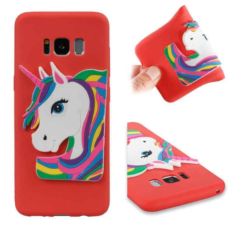 Lovely 3D Unicorn Pattern Soft TPU Shell for Samsung Galaxy S8 SM-G950 - Red-1