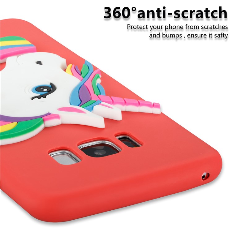 Lovely 3D Unicorn Pattern Soft TPU Shell for Samsung Galaxy S8 SM-G950 - Red-2