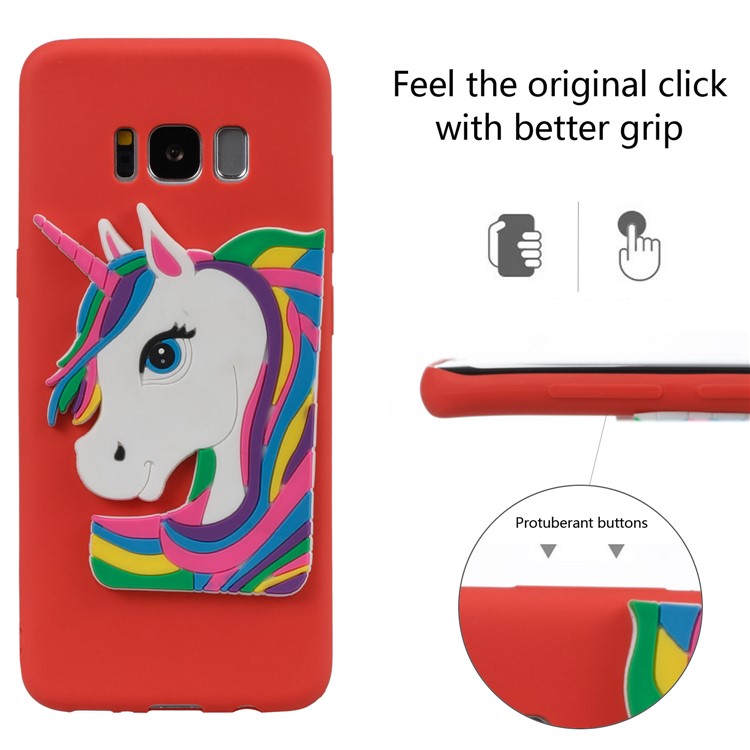 Lovely 3D Unicorn Pattern Soft TPU Shell for Samsung Galaxy S8 SM-G950 - Red-3