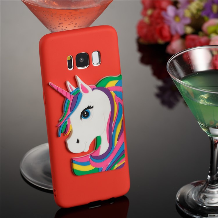 Lovely 3D Unicorn Pattern Soft TPU Shell for Samsung Galaxy S8 SM-G950 - Red-4