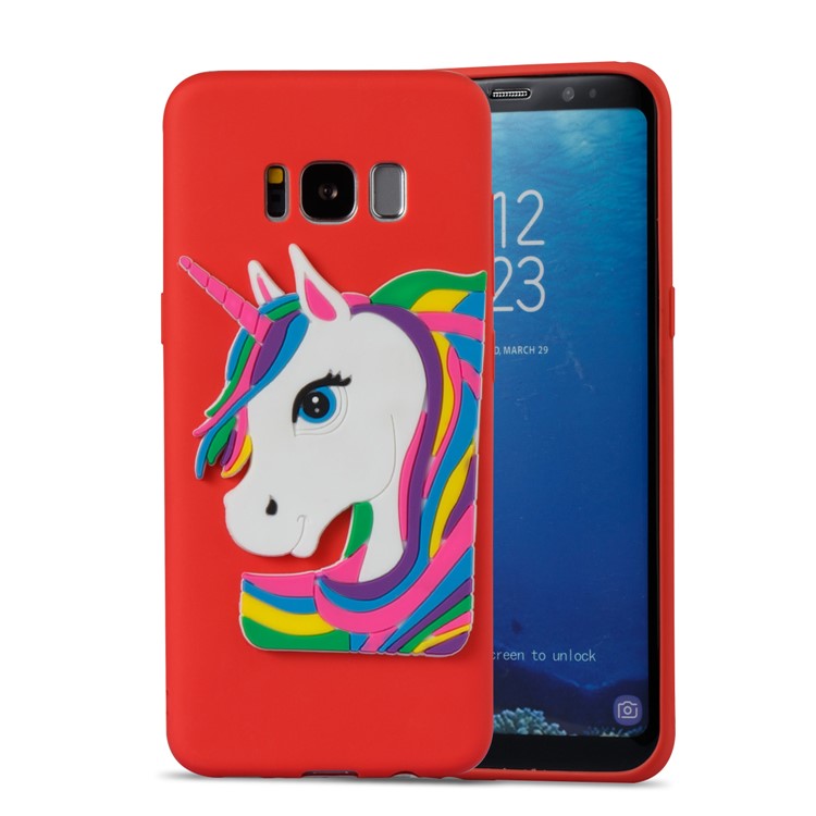 Lovely 3D Unicorn Pattern Soft TPU Shell for Samsung Galaxy S8 SM-G950 - Red-5
