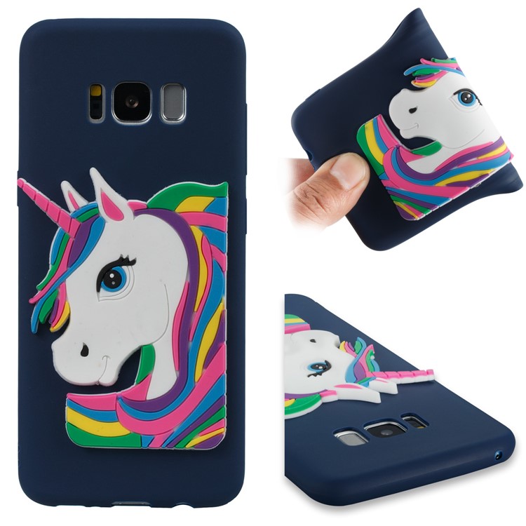 Lovely 3D Unicorn Pattern Soft TPU Phone Shell Case for Samsung Galaxy S8 SM-G950 - Dark Blue-1