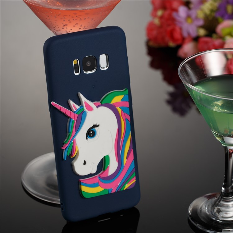 Lovely 3D Unicorn Pattern Soft TPU Phone Shell Case for Samsung Galaxy S8 SM-G950 - Dark Blue-3