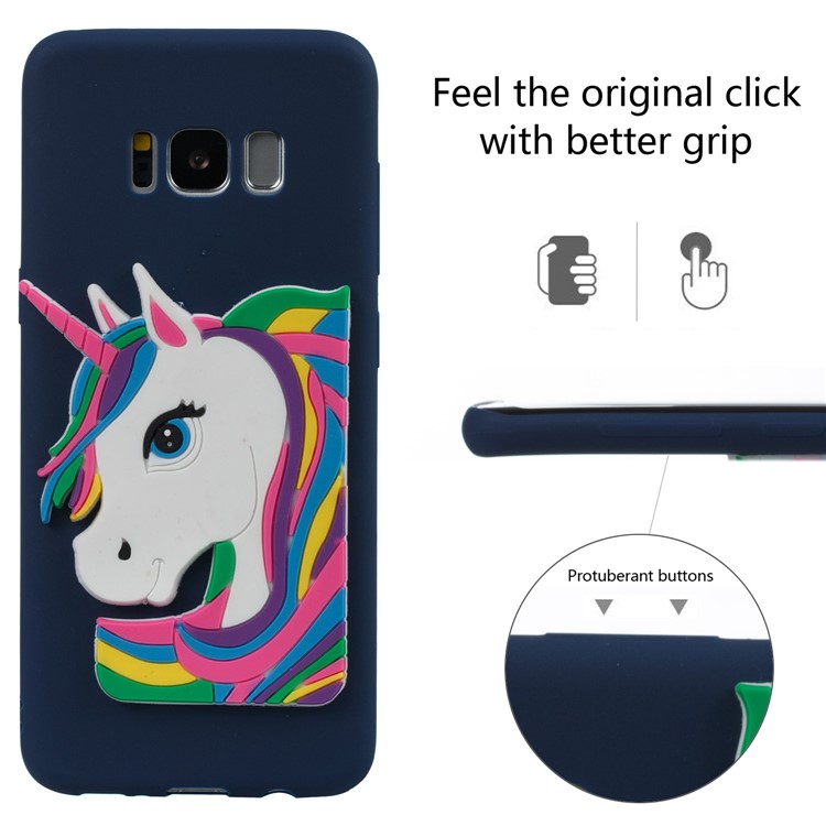 Lovely 3D Unicorn Pattern Soft TPU Phone Shell Case for Samsung Galaxy S8 SM-G950 - Dark Blue-4