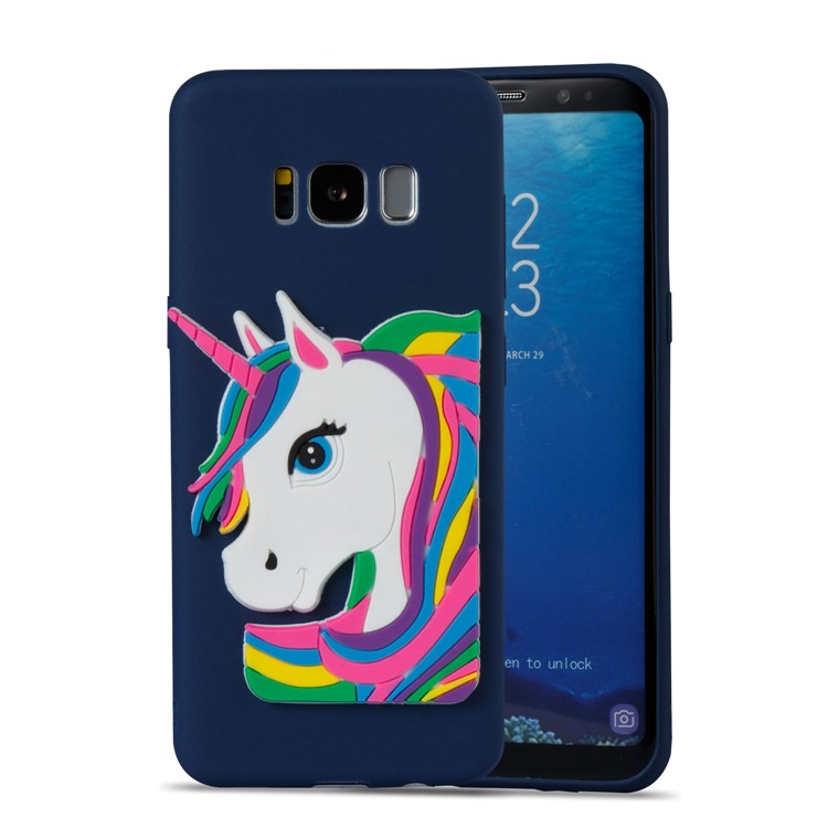 Lovely 3D Unicorn Pattern Soft TPU Phone Shell Case for Samsung Galaxy S8 SM-G950 - Dark Blue-5