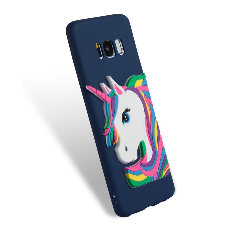 Lovely 3D Unicorn Pattern Soft TPU Phone Shell Case for Samsung Galaxy S8 SM-G950 - Dark Blue-6