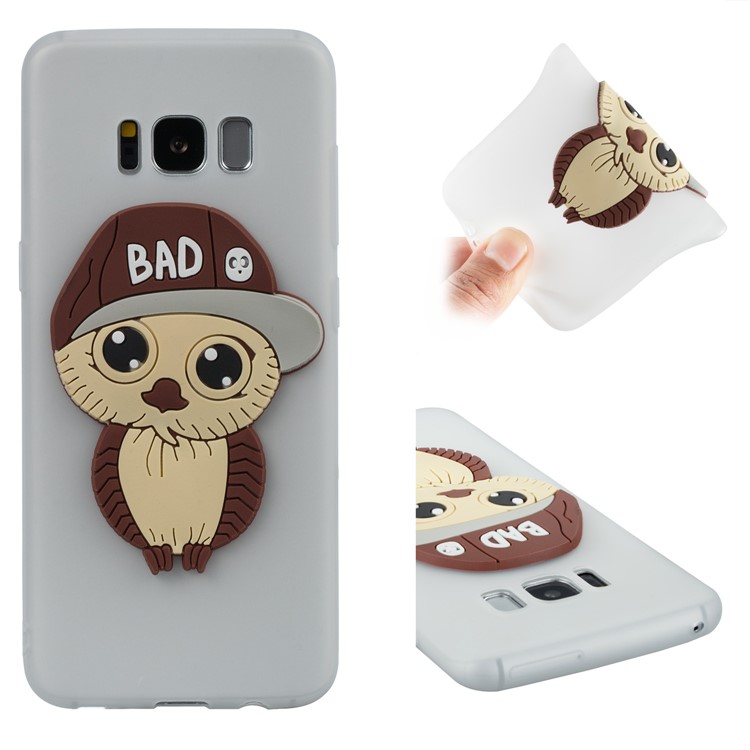 Cute 3D Male Owl Pattern Soft TPU Cover for Samsung Galaxy S8 G950 - White-1
