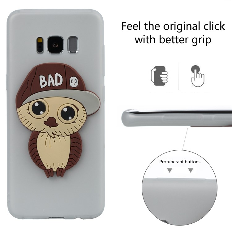 Cute 3D Male Owl Pattern Soft TPU Cover for Samsung Galaxy S8 G950 - White-3
