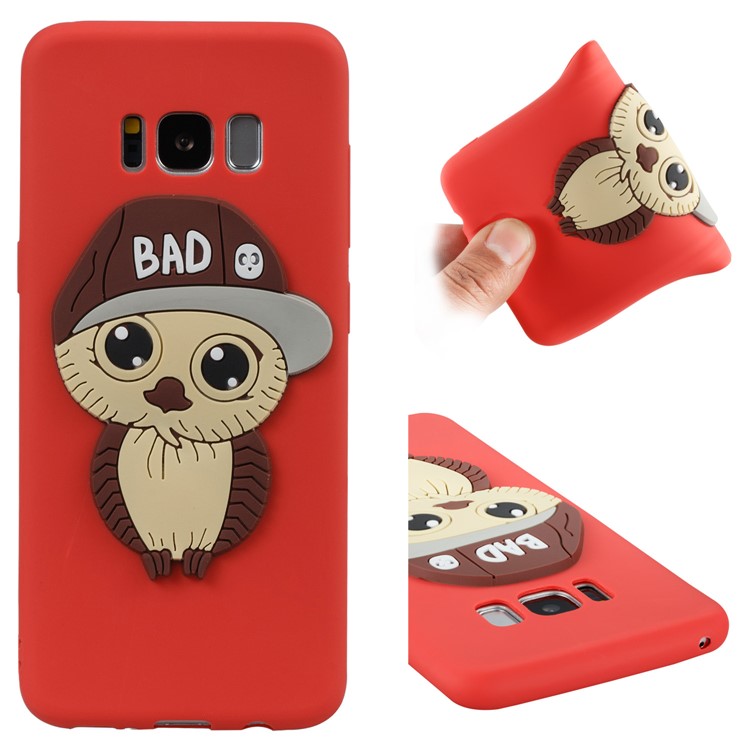 Cute 3D Male Owl Pattern Soft TPU Shell for Samsung Galaxy S8 G950 - Red-1