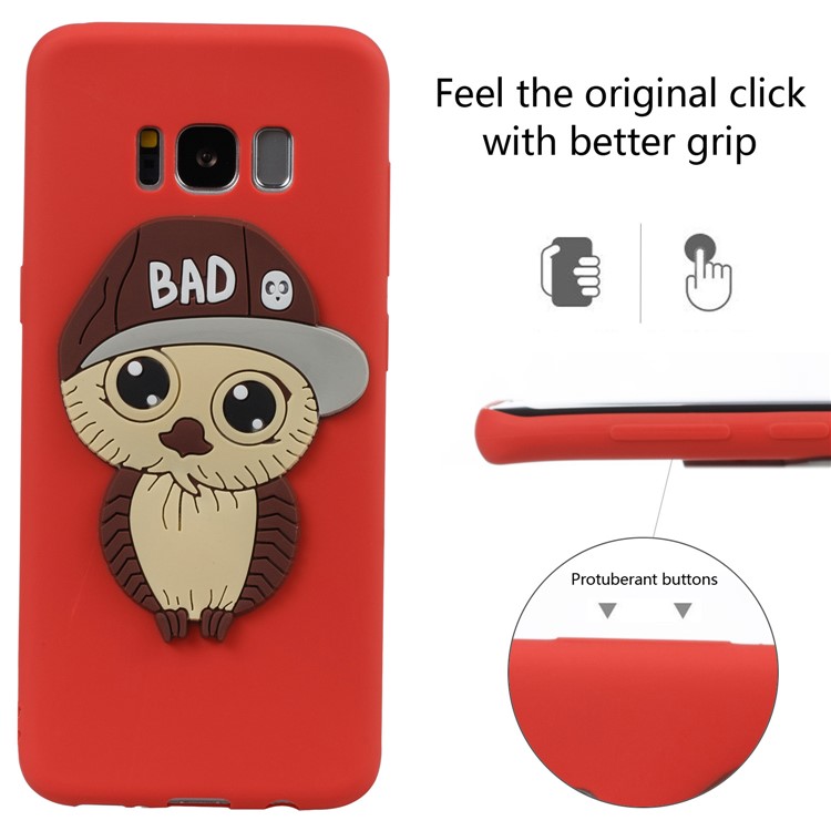 Cute 3D Male Owl Pattern Soft TPU Shell for Samsung Galaxy S8 G950 - Red-3