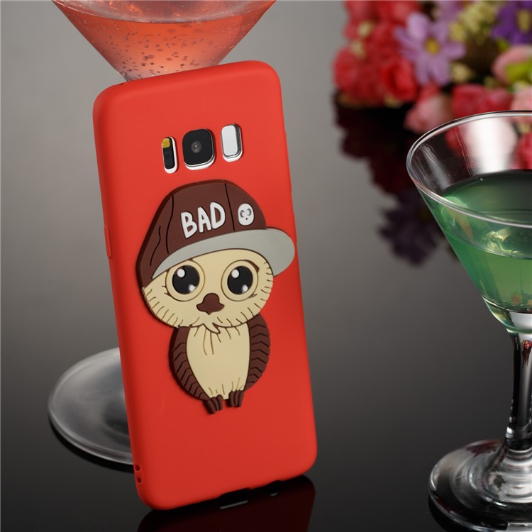 Cute 3D Male Owl Pattern Soft TPU Shell for Samsung Galaxy S8 G950 - Red-4