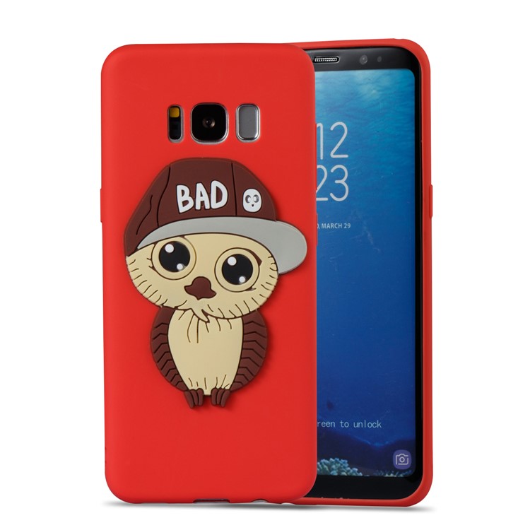 Cute 3D Male Owl Pattern Soft TPU Shell for Samsung Galaxy S8 G950 - Red-5