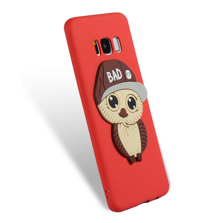 Cute 3D Male Owl Pattern Soft TPU Shell for Samsung Galaxy S8 G950 - Red-6