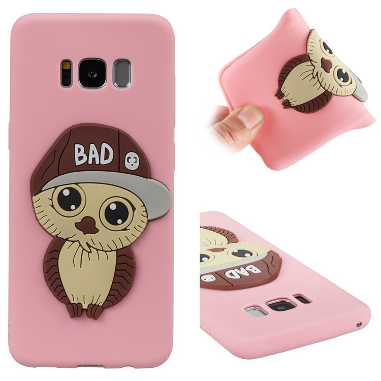 Cute 3D Male Owl Pattern Soft TPU Mobile Case for Samsung Galaxy S8 G950 - Pink-1