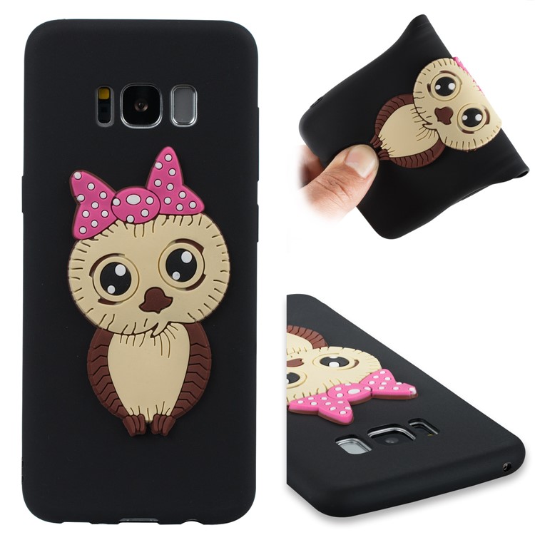 Lovely 3D Female Owl Pattern TPU Phone Case for Samsung Galaxy S8 G950 - Black-1