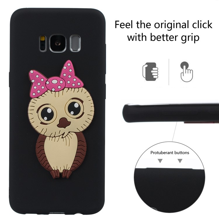 Lovely 3D Female Owl Pattern TPU Phone Case for Samsung Galaxy S8 G950 - Black-3