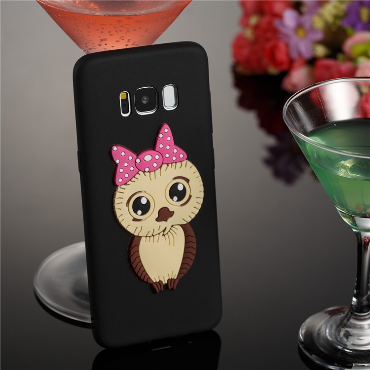 Lovely 3D Female Owl Pattern TPU Phone Case for Samsung Galaxy S8 G950 - Black-4