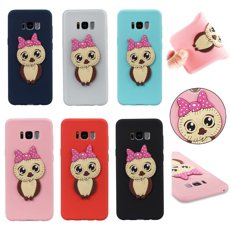 Lovely 3D Female Owl Pattern TPU Phone Case for Samsung Galaxy S8 G950 - Black-7