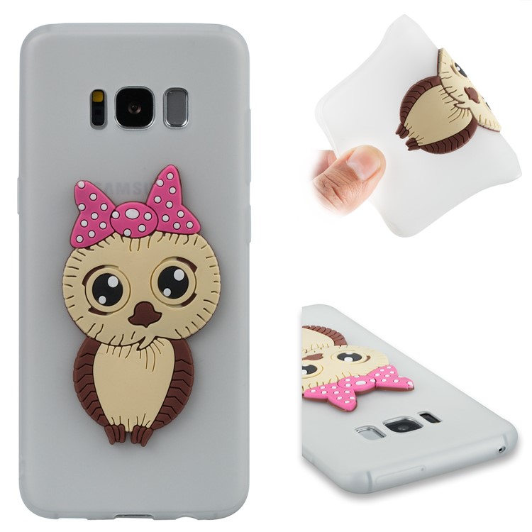 Lovely 3D Female Owl Pattern TPU Phone Cover for Samsung Galaxy S8 G950 - White-1