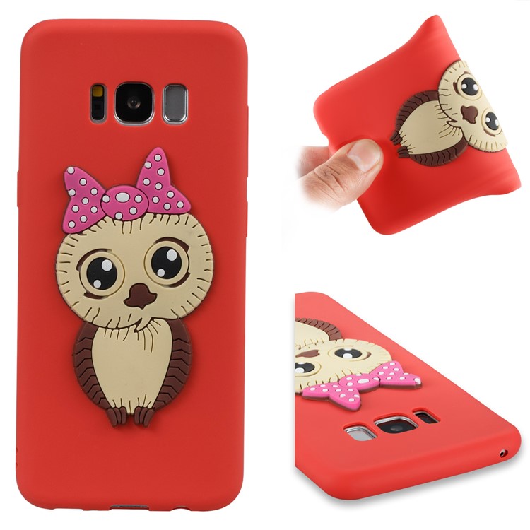 Lovely 3D Female Owl Pattern TPU Phone Shell for Samsung Galaxy S8 G950 - Red-1