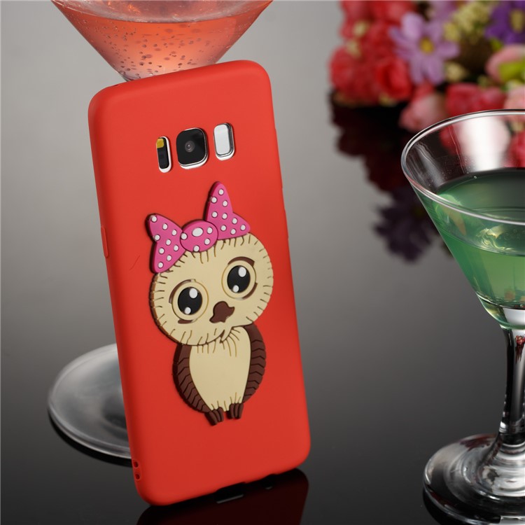 Lovely 3D Female Owl Pattern TPU Phone Shell for Samsung Galaxy S8 G950 - Red-4