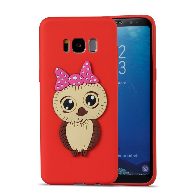 Lovely 3D Female Owl Pattern TPU Phone Shell for Samsung Galaxy S8 G950 - Red-5