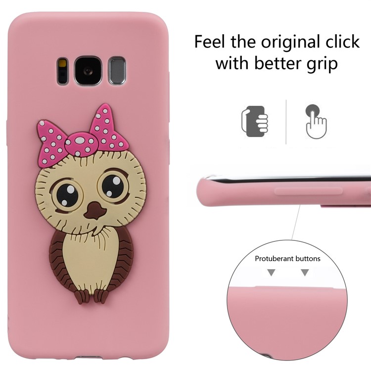 Lovely 3D Female Owl Pattern TPU Protector Case for Samsung Galaxy S8 G950 - Pink-3