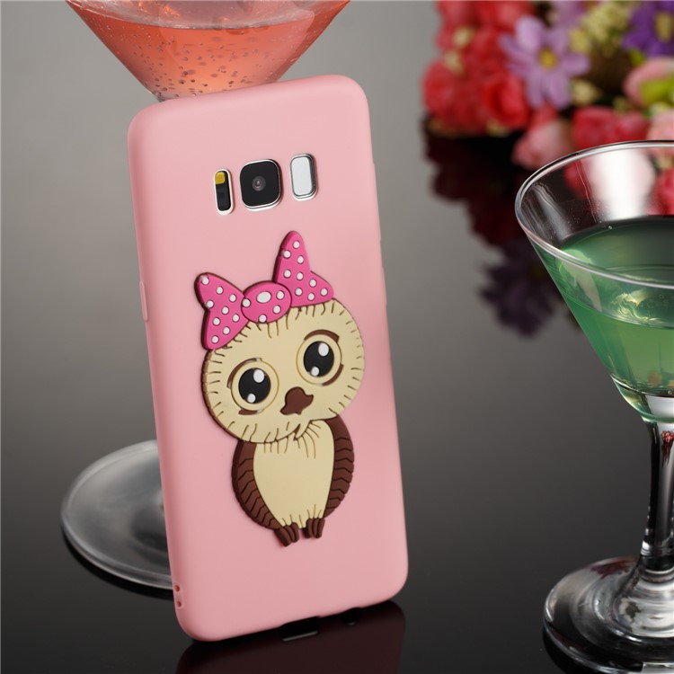 Lovely 3D Female Owl Pattern TPU Protector Case for Samsung Galaxy S8 G950 - Pink-4