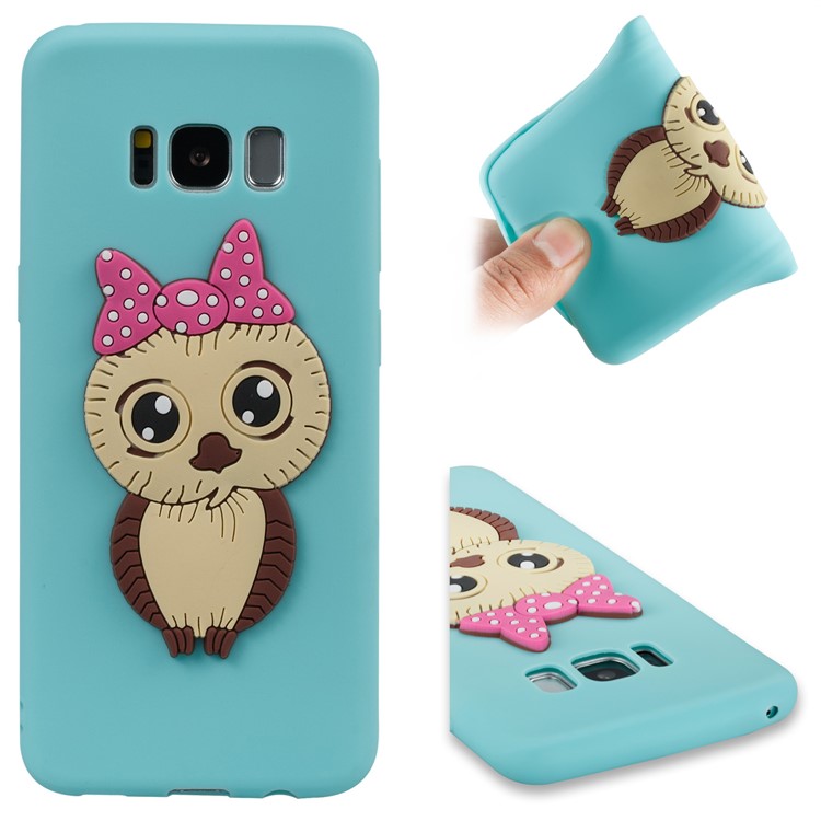 Lovely 3D Female Owl Pattern TPU Mobile Casing for Samsung Galaxy S8 G950 - Baby Blue-1