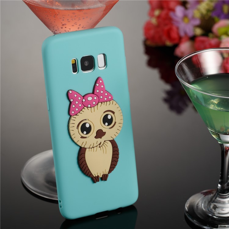 Lovely 3D Female Owl Pattern TPU Mobile Casing for Samsung Galaxy S8 G950 - Baby Blue-4