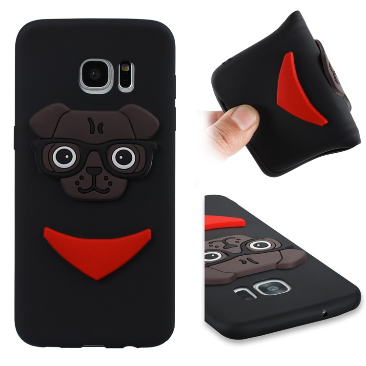 Lovely 3D Dog Pattern TPU Case for Samsung Galaxy S7 edge SM-G935 - Black-1