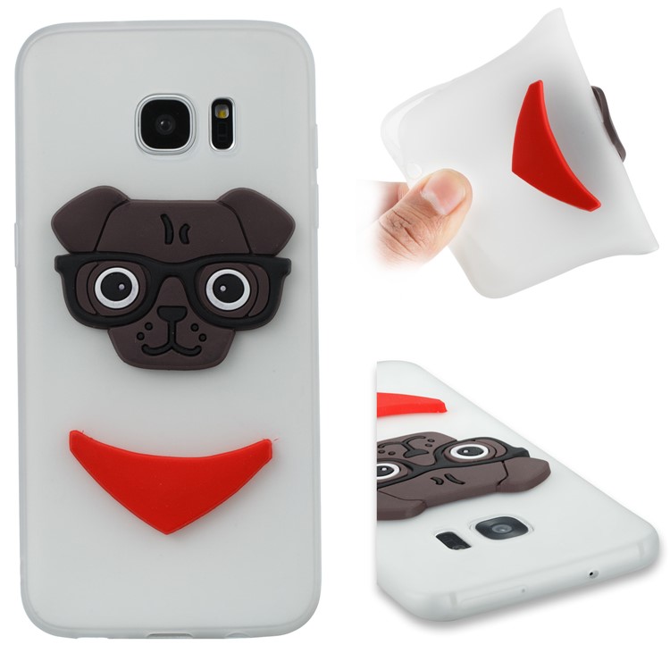 Lovely 3D Dog Pattern TPU Shell Case for Samsung Galaxy S7 edge SM-G935 - White-1