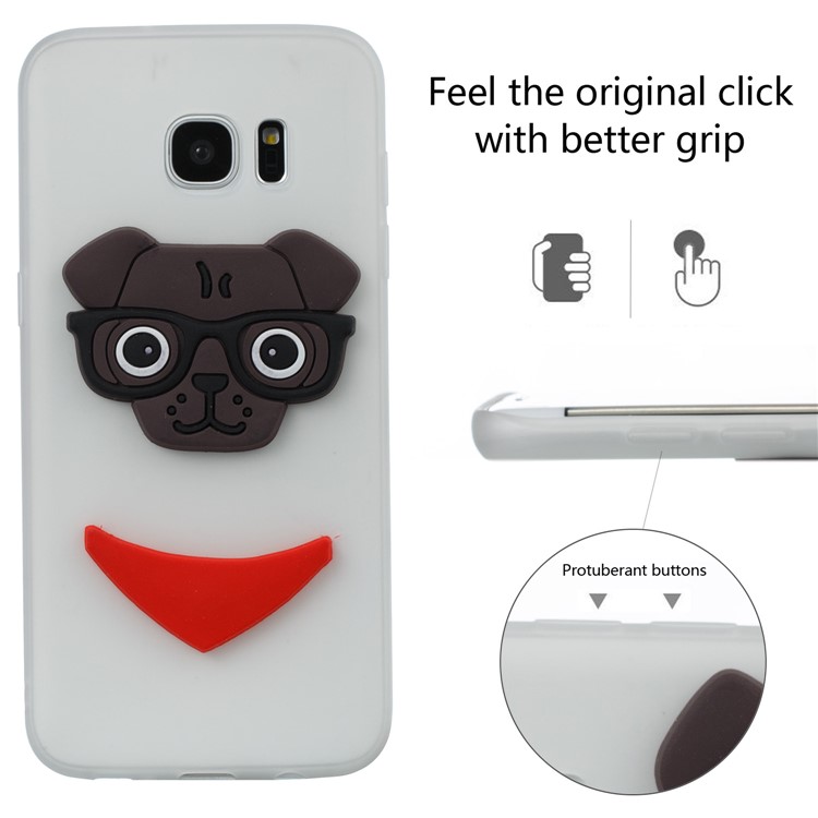 Lovely 3D Dog Pattern TPU Shell Case for Samsung Galaxy S7 edge SM-G935 - White-3