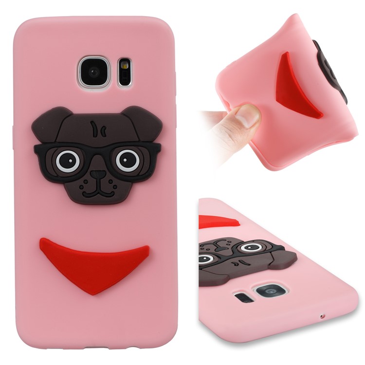 Lovely 3D Dog Pattern TPU Cover Shell for Samsung Galaxy S7 edge SM-G935 - Pink-1