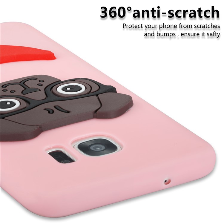 Lovely 3D Dog Pattern TPU Cover Shell for Samsung Galaxy S7 edge SM-G935 - Pink-2