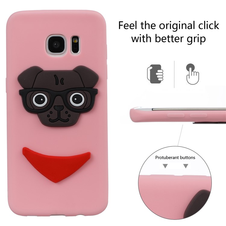 Lovely 3D Dog Pattern TPU Cover Shell for Samsung Galaxy S7 edge SM-G935 - Pink-3