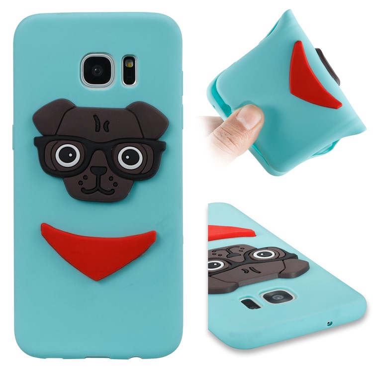 Lovely 3D Dog Pattern TPU Case Phone Shell for Samsung Galaxy S7 edge SM-G935 - Baby Blue-1