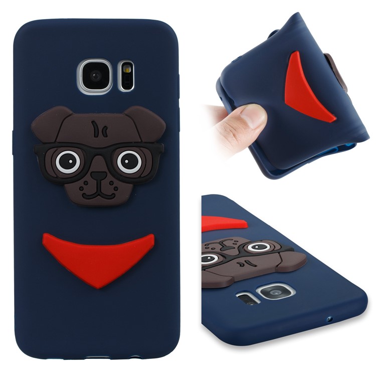 Lovely 3D Dog Pattern TPU Protection Case for Samsung Galaxy S7 edge SM-G935 - Dark Blue-1