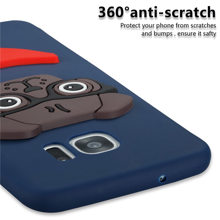 Lovely 3D Dog Pattern TPU Protection Case for Samsung Galaxy S7 edge SM-G935 - Dark Blue-2