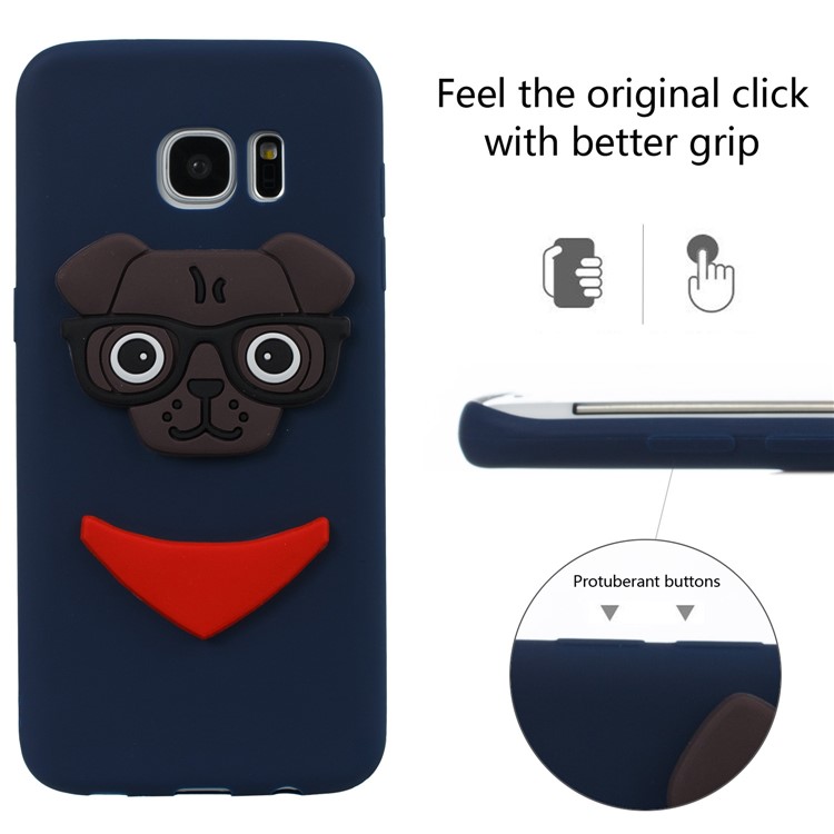 Lovely 3D Dog Pattern TPU Protection Case for Samsung Galaxy S7 edge SM-G935 - Dark Blue-3