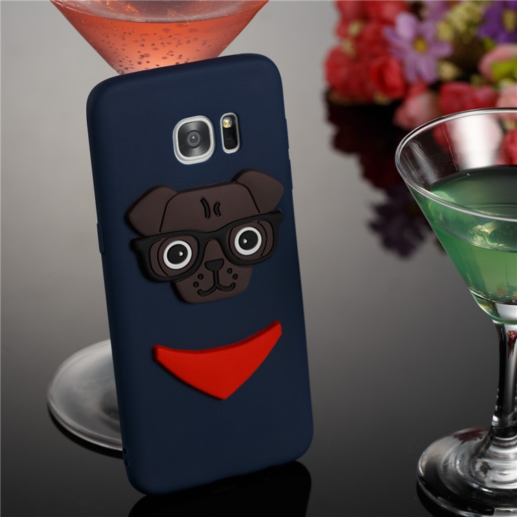 Lovely 3D Dog Pattern TPU Protection Case for Samsung Galaxy S7 edge SM-G935 - Dark Blue-4