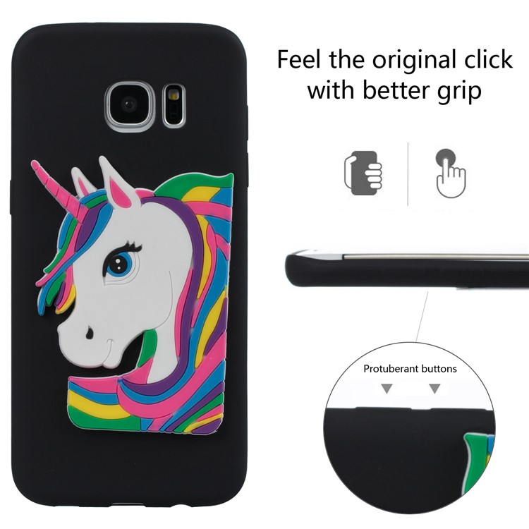 Lovely 3D Unicorn Pattern TPU Case for Samsung Galaxy S7 edge SM-G935 - Black-3