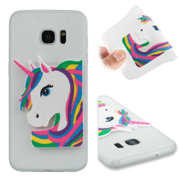 Lovely 3D Unicorn Pattern TPU Shell Case for Samsung Galaxy S7 edge SM-G935 - White-1