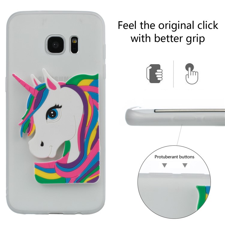 Lovely 3D Unicorn Pattern TPU Shell Case for Samsung Galaxy S7 edge SM-G935 - White-3