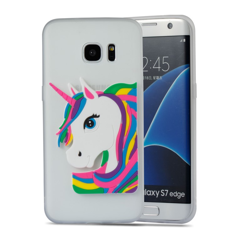 Lovely 3D Unicorn Pattern TPU Shell Case for Samsung Galaxy S7 edge SM-G935 - White-4