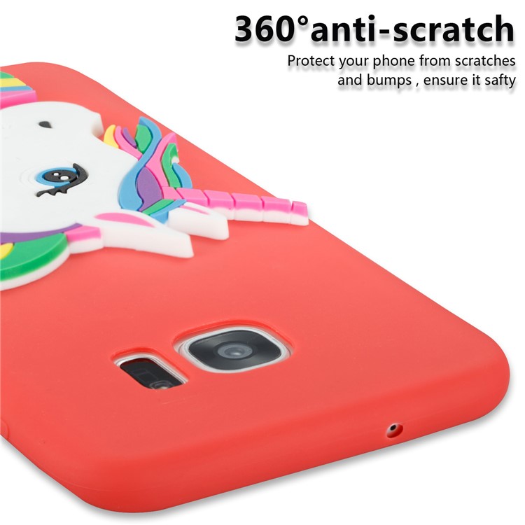 Lovely 3D Unicorn Pattern TPU Cover Case for Samsung Galaxy S7 edge SM-G935 - Red-2