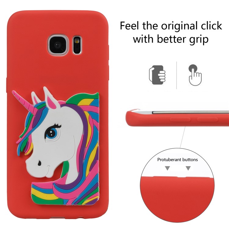 Lovely 3D Unicorn Pattern TPU Cover Case for Samsung Galaxy S7 edge SM-G935 - Red-3
