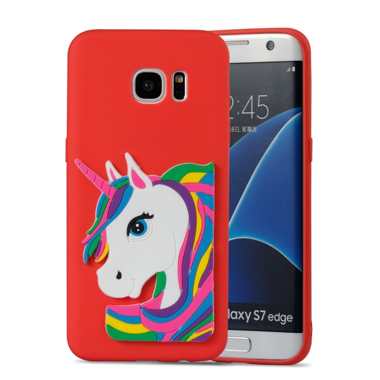 Lovely 3D Unicorn Pattern TPU Cover Case for Samsung Galaxy S7 edge SM-G935 - Red-5
