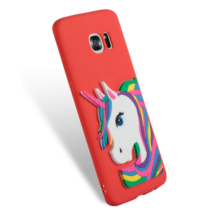 Lovely 3D Unicorn Pattern TPU Cover Case for Samsung Galaxy S7 edge SM-G935 - Red-6